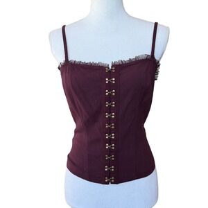 Intimately Free People Hook and Eye Corset Camisole Top Plum Burgundy M